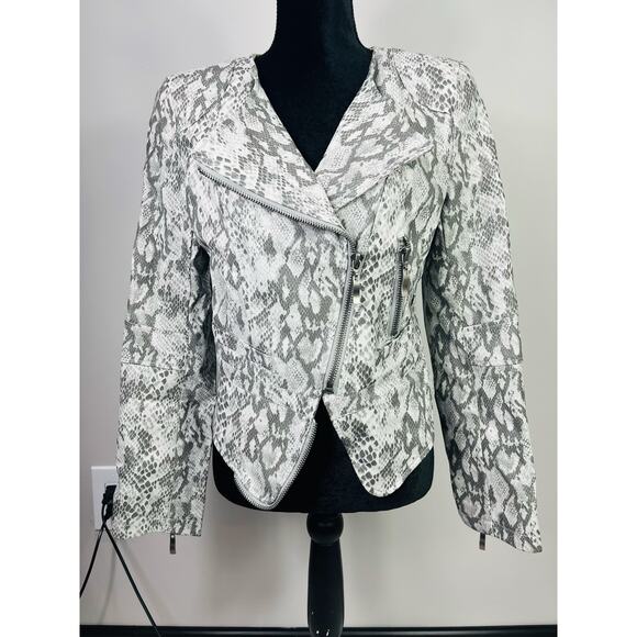 Snakeskin faux leather moto jacket size S - Picture 4 of 15